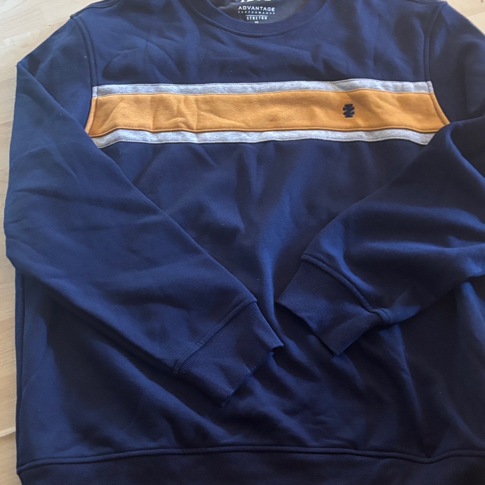Izod Men's Crewneck Sweater in Navy and Gold